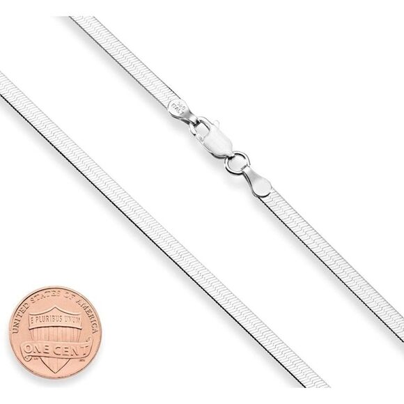 Sterling Silver Herringbone Snake Necklace - Picture 6 of 8